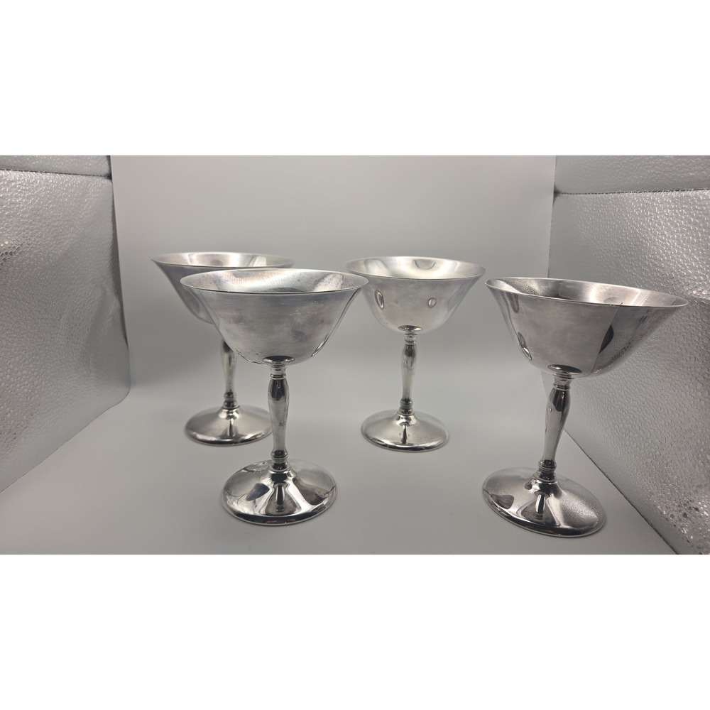 Vintage Sheffield Silver Co Silver Plated Martini Cocktail Goblets Set of 4 USA